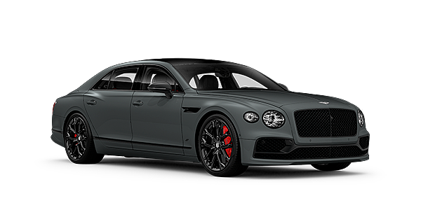 Bentley Ningbo Bentley Flying Spur S front side angled view in Cambrian Grey coloured exterior. 